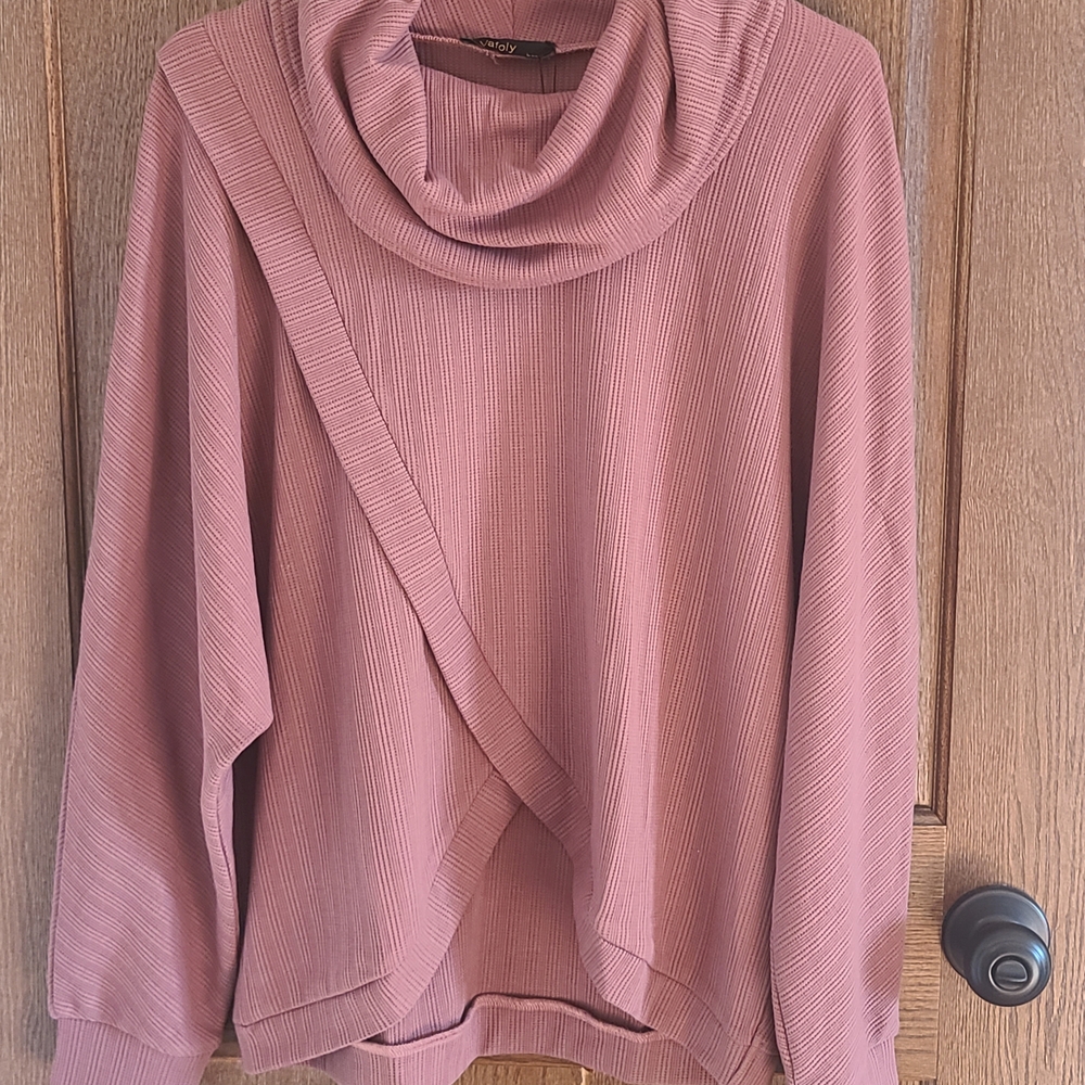 Chic Dusty Rose Cowl Neck Sweater